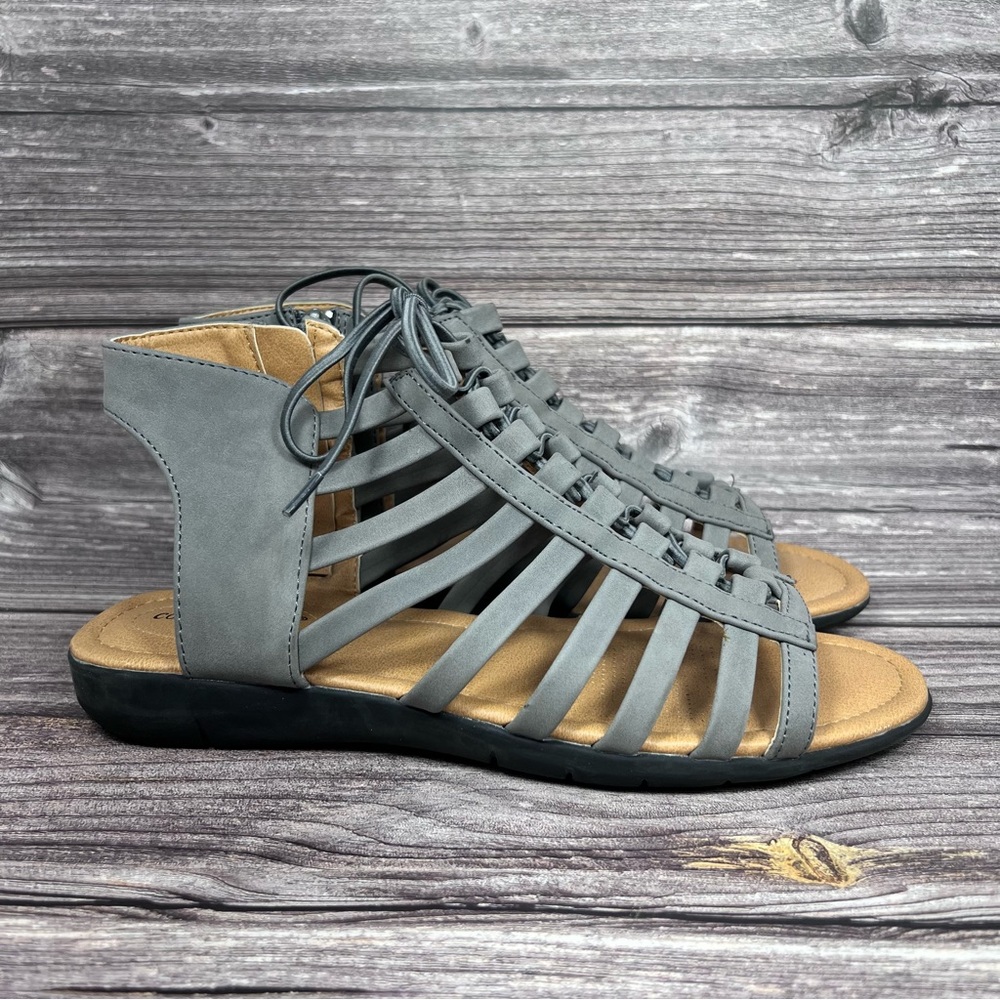 Comfort View by Catherines Renata Gladiator
Sandal Size 9.5WW Gray Faux Nubuck